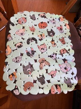 Mint Green Dog Pattern Non-Slip Bath Mat